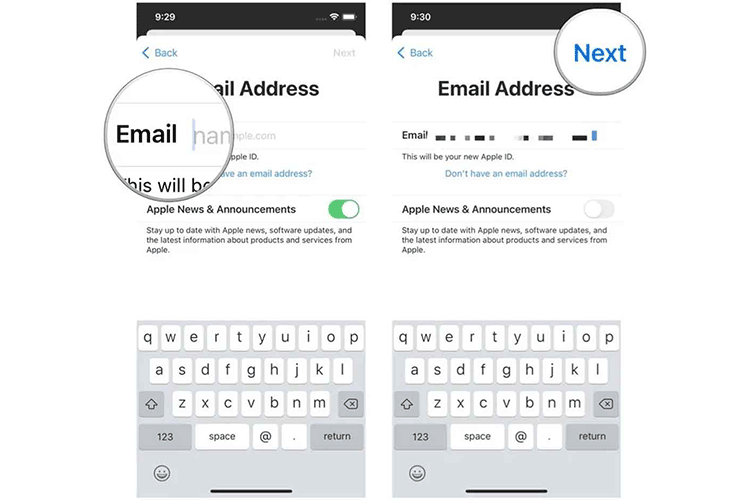  گزینه Email Don't have an email address 