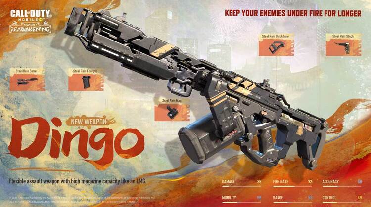 سال جدید را با اسلحه Dingo که اولین بار در کالاف دیوتی بلک اپس سه معرفی شده بود، آغاز کنید. در مرحله بیست و یکم بتل پس رایگان می‌توانید آن را به دست آورید