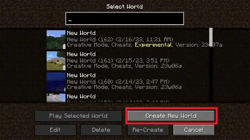 ایجاد دنیا در Minecraft