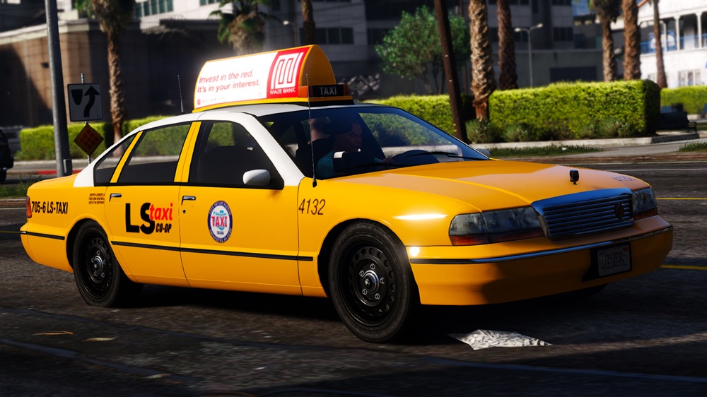 یک ماشین تاکسی زرد در بازی GTA V