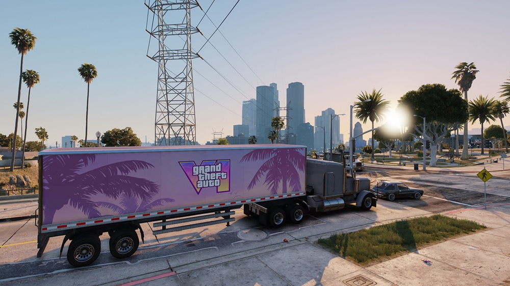 یک کامیون با طرح GTA VI در بازی GTA V