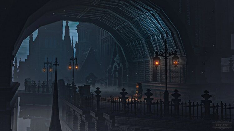 تصویری از زیر پل بزرگ شهر یارنام ساخته شده در بازی ماینکرفت