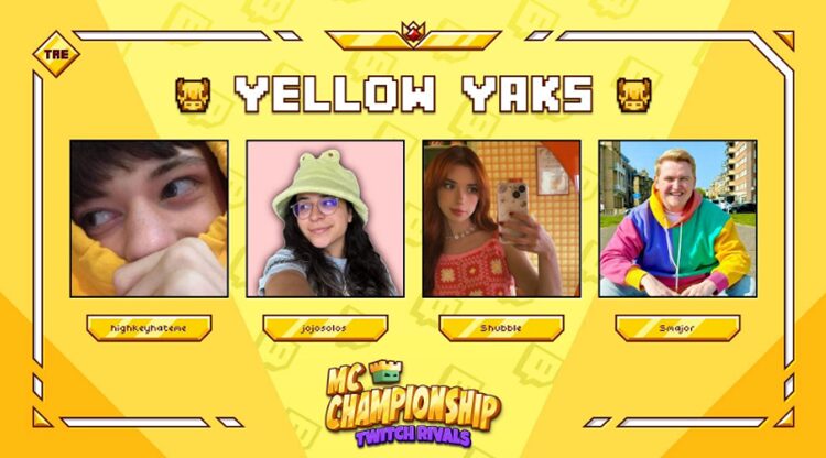 Yellow Yaks، یکی از ده تیم شرکت کننده در مسابقات ماینکرفت موسوم به Minecraft Championship Twitch Rivals 2