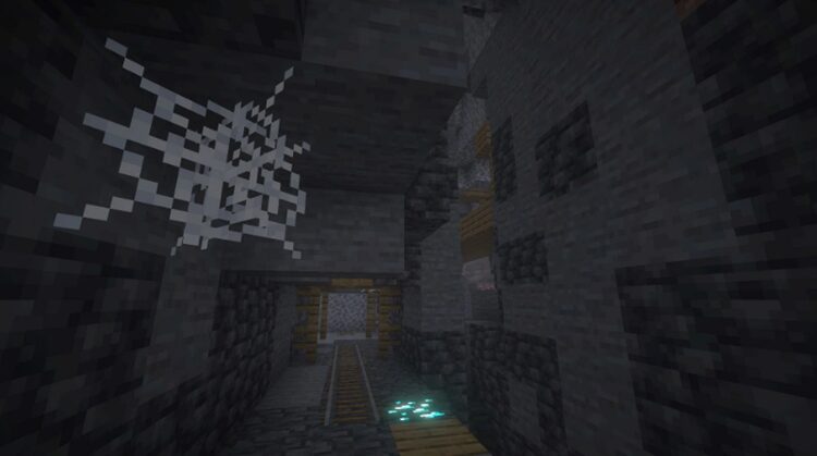 یکی از تونل‌های معدن متروکه در بازی ماینکرفت