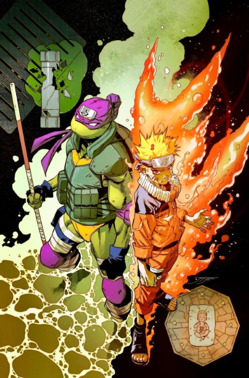 کاور آرت جلد دوم کمیک Teenage Mutant Ninja Turtles x Naruto