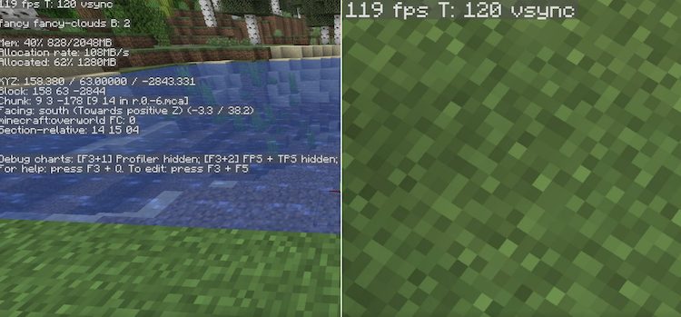 دیباگ اسکرین جدید ماینکرفت بصورت مرتب FPS را افزایش خواهد داد.