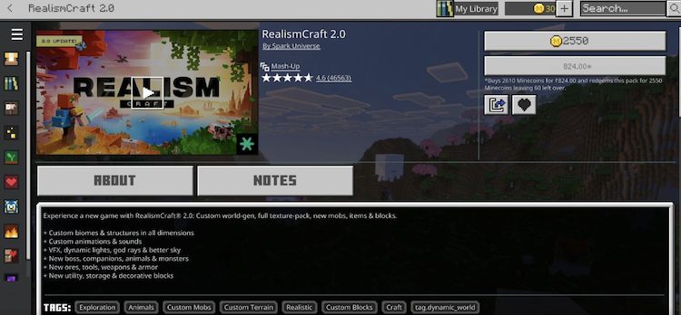 RealismCraft 2.0 را می‌توان از مارکت ماینکرفت خریداری کرد.