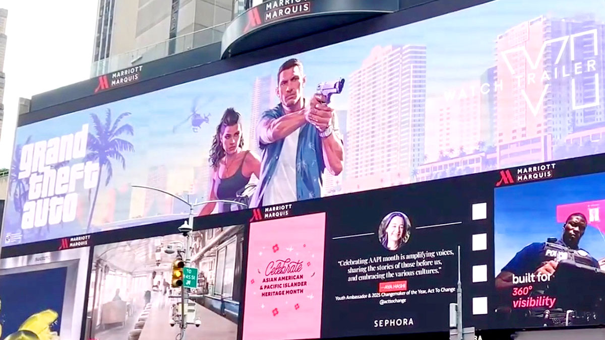 بیلبورد تبلیغاتی بازی GTA 6 در میدان تایمز نیویورک