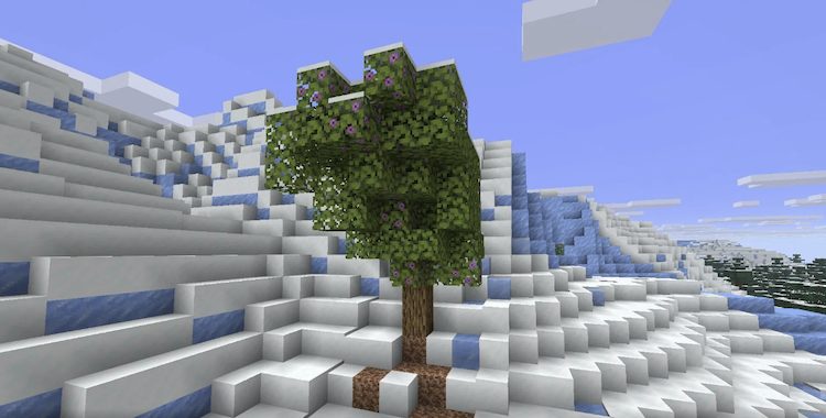 درخت آزالیا در ماینکرفت گل‌های سرخابی دارد.