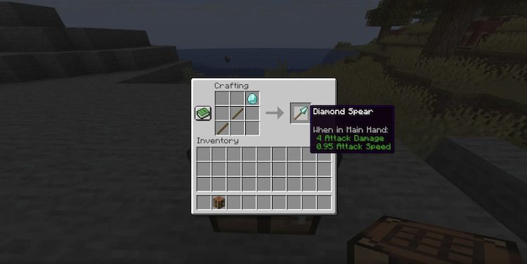 اول در بازی ماینکرفت یک نیزه بسازید.