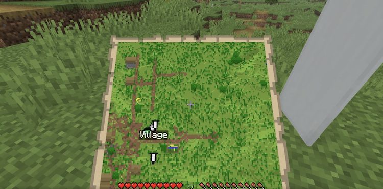 نشانگر روستا روی نقشه در بازی ماینکرفت
