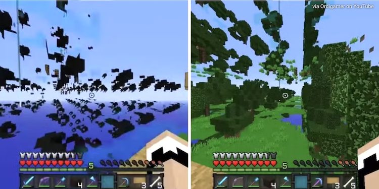 در این باگ چانکها در بازی ماینکرفت به صورت اسپاسمی و سریع بین بایومها جابجا میشود.