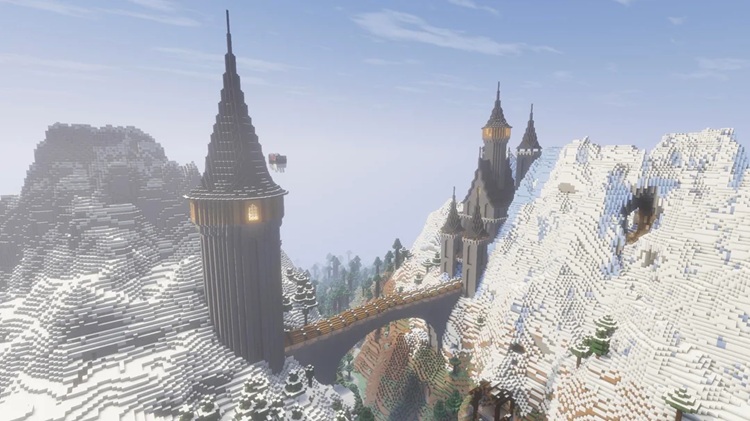 برف به ماینکرفت زیبایی خاصی می‌بخشد