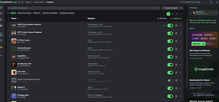 هر ماد در نسخه ماد شده با آخرین نسخه بازی ماینکرفت سازگار نخواهد بود.
