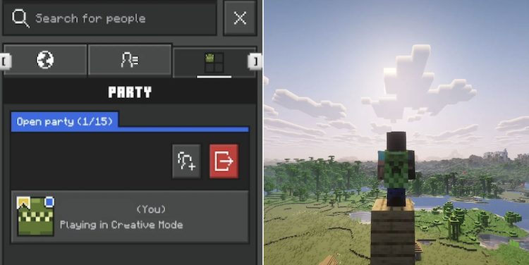 سیستم پارتی به این معنی است که بازیکنان می‌توانند لابی ایجاد کنند، به دوستان خود بپیوندند و آن‌ها را با هم به دنیاهای مختلف ماینکرفت ببرند.