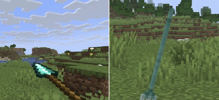 نیزه فقط یک سلاح سرد محسوب میشود، در حالی که نیزه ترایدنت هر دوی آن در بازی ماینکرفت است.