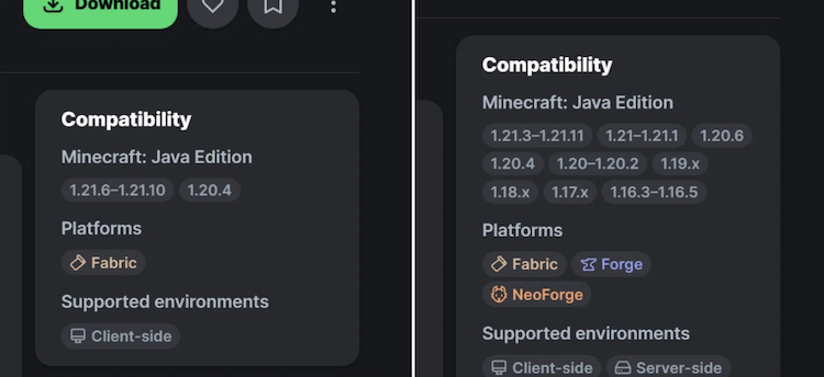 Distant Horizons با نسخهها و لودرهای ماینکرفت سازگاری بسیار بیشتری دارد.