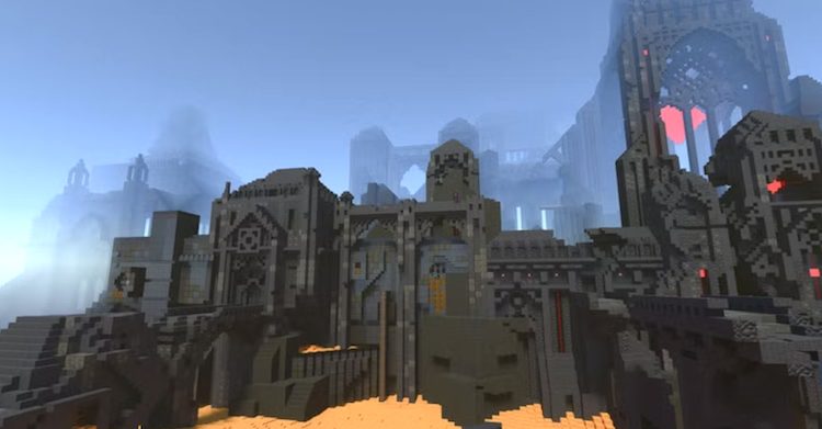 نمایی از معبد در نقشه The Redstone Temple برای ماینکرفت