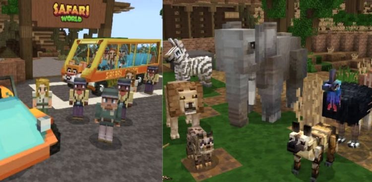 این نقشه ماینکرفت دارای حیوانات بسیاری است.