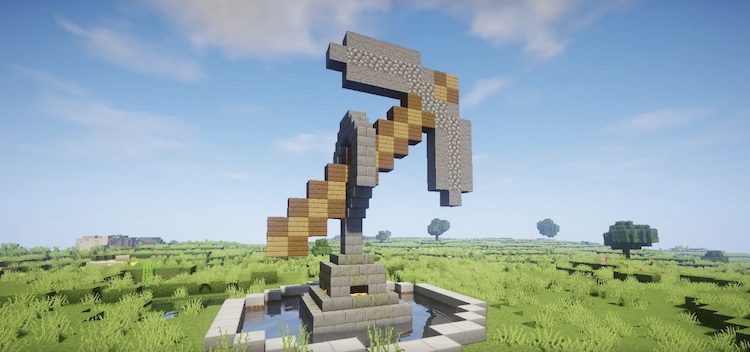 همچنین میتوان مجسمهی کلنگ را برای ادای احترام به مهمترین ابزار بازی ماینکرفت ساخت.