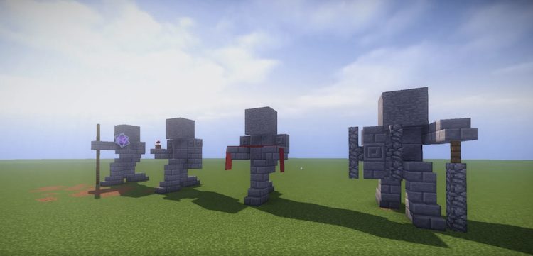 چندین مجسمه کوچکتر را میتوان ساخت که به تمدن باستانی ماینکرفت اشاره دارند.