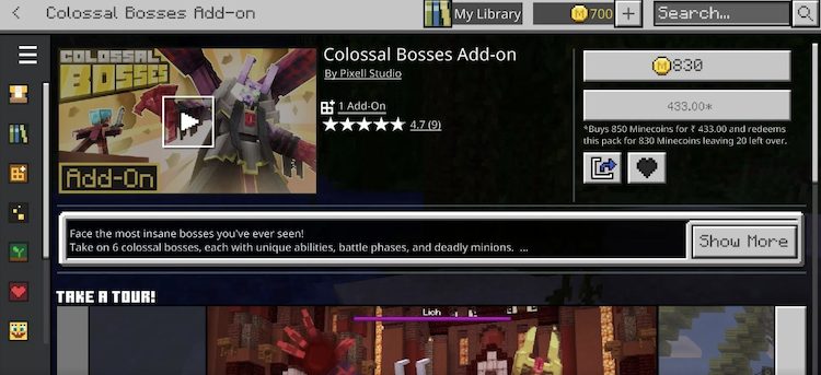 برای تهیه افزونه Minecraft Colossal Bosses به مارکت پلیس ماینکرفت بدراک مراجعه کنید.