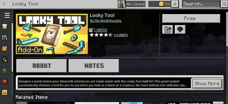 به مارکت پلیس بازی ماینکرفت بدراک بروید و افزونه Looky Tool را به صورت رایگان دریافت کنید.