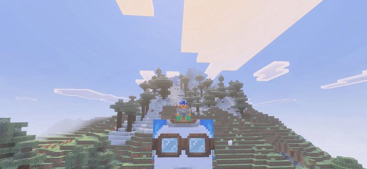 هپی گست در بازی ماینکرفت به بازیکنان اجازه میدهد تا ارتفاعات جدید را کشف کرده و به راحتی کوهها را فتح کنند.