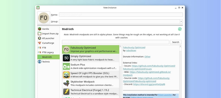 امکان نصب مادها از مخازن محبوب و مدیریت نمونه‌ها، Prism را به انتخابی عالی برای سازندگان مادها برای ماینکرفت‌ تبدیل می‌کند.