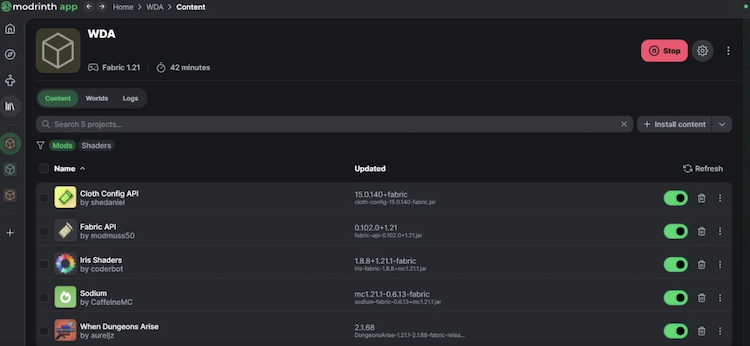 از لانچر Modrinth برای دانلود و نصب ماد When Dungeons Arise برای ماینکرفت استفاده کنید.