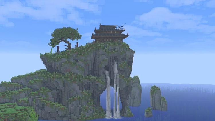 تماشای دنیای ماینکرفت از بالای این صخره واقعا لذتبخش است!