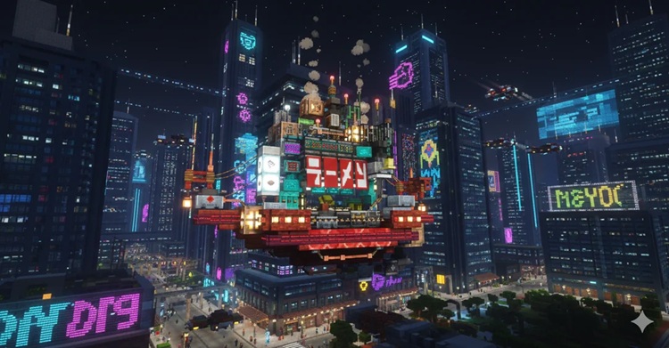 شهرهای سایبرپانکی معمولا در ماینکرفت به خوبی جلوه میکنند!