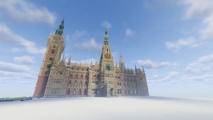 تعداد بلوکهای ماینکرفت به کار رفته در این سازه بسیار زیاد است!