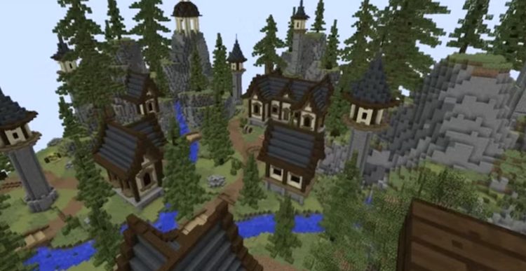 نقشه جنگل ساخته شده در بازی ماینکرفت که بسیار زیبا است.