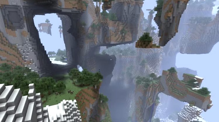 این نقشه در بازی ماینکرفت بصورت تصادفی جنریت شده است.