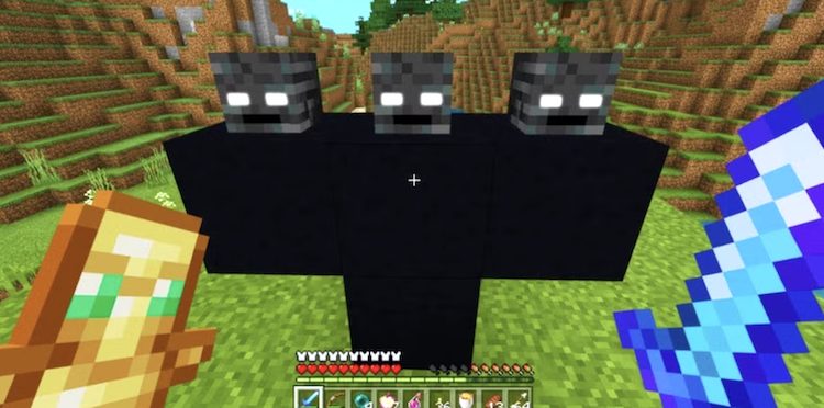 ویدر در بازی ماینکرفت رنگی تیره و سه کله به شکل جمجمه دارد.