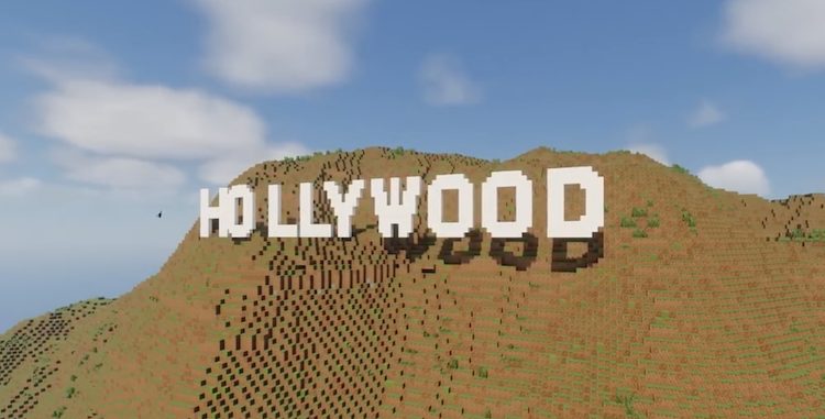 تابلوی هالیوود ساخته شده در بازی ماینکرفت