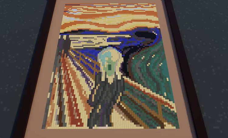 تابلوی مشهور «جیغ» اثر ادوارد مونک که در بازی ماینکرفت ساخته شده است.