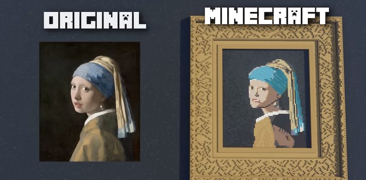 تابلوی دختری با گوشواره مروارید اثر مشهور یوهانس ورمیر در بازی ماینکرفت