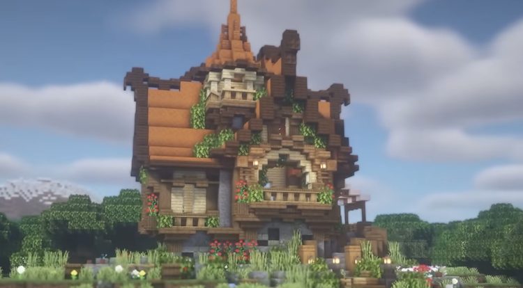 یک خانه فانتزی ساخته شده در بازی ماینکرفت