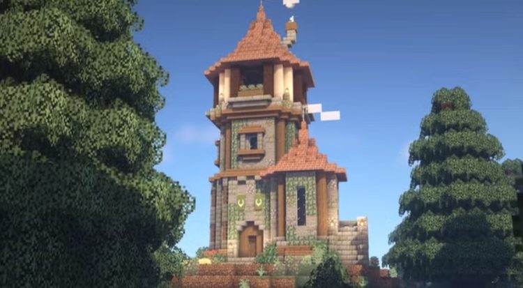 برج جادوگر ساخته شده در بازی ماینکرفت