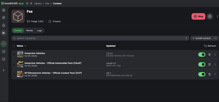شما میتوانید از لانچر Modrinth برای دانلود و نصب ماد Immersive Vehicles برای ماینکرفت استفاده کنید.