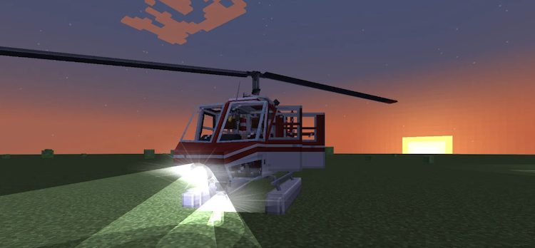 ماد Immersive Vehicles ماینکرفت با استفاده از بستههای محتوایی از بسیاری از هواپیماها و هلیکوپترها پشتیبانی میکند.