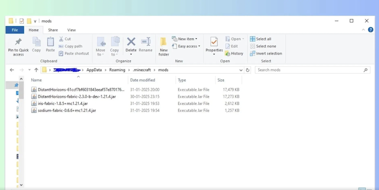 شما میتوانید فایلهای ماد را در این پوشه بازی ماینکرفت کپی کرده تا آنها را نصب کنید.