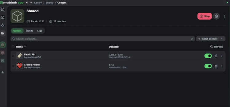 برای دانلود و نصب ماد Shared Health ماینکرفت از لانچر Modrinth استفاده کنید.