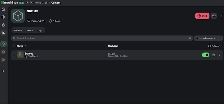 برای دانلود و نصب ماد Statues ماینکرفت از لانچر Modrinth استفاده کنید.