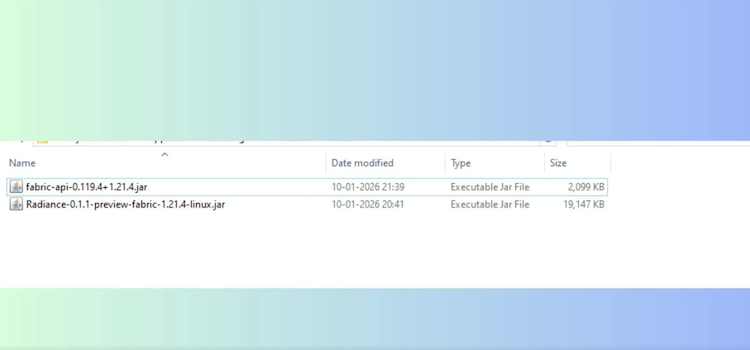 برای استفاده از ماد Radiance برای بازی ماینکرفت آن را در پوشهی mods قرار دهید.