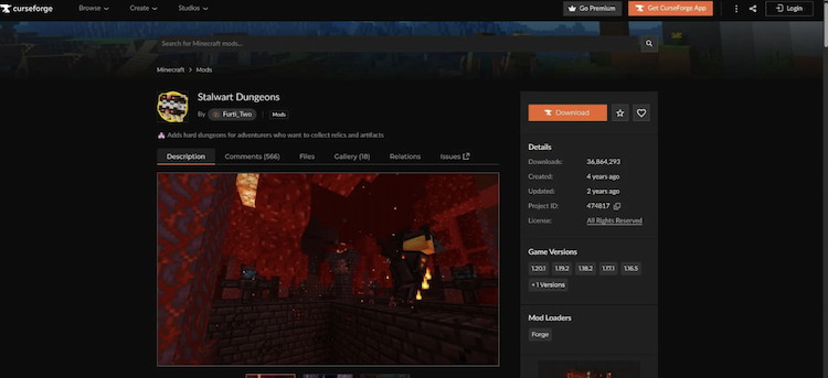 ماد Stalwart Dungeons برای بازی ماینکرفت را میتوان از وبسایت CurseForge دانلود کرد.
