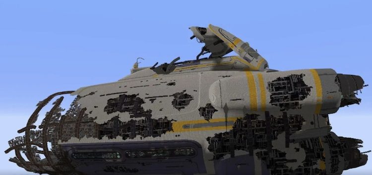 یکی از بازیکنان ماینکرفت کشتی آرورا را از Subnautica در بازی ساخته است.