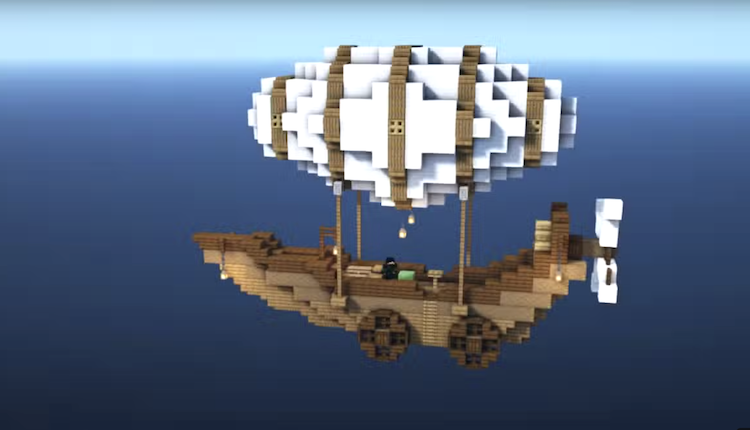 کشتی هوایی ساخته شده در بازی ماینکرفت